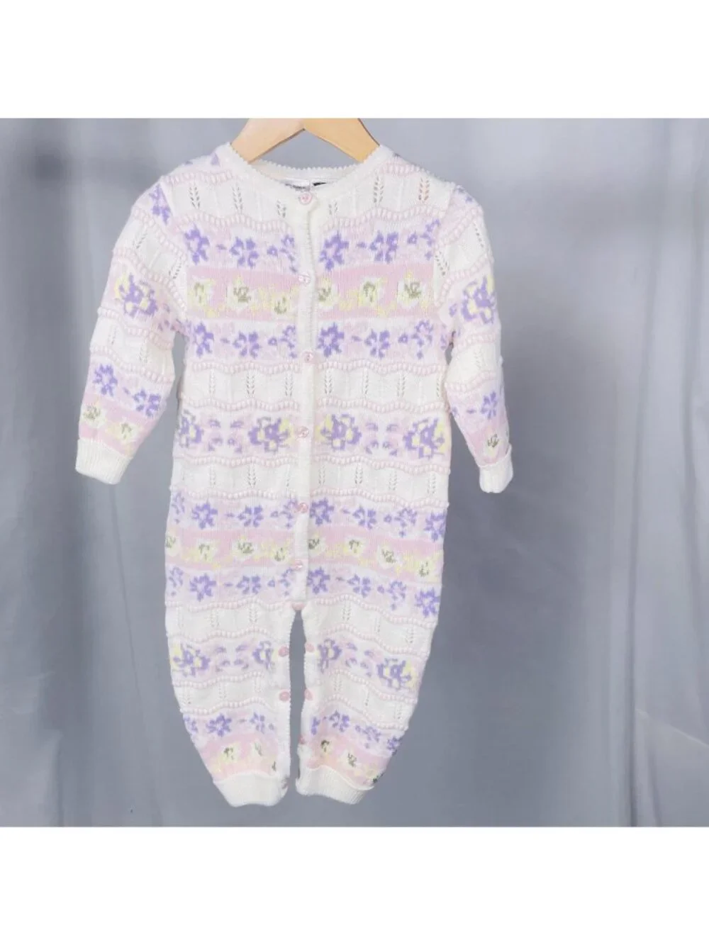 Sarah Louise England Floral Knit One Piece Sweater Romper Outfit 18m